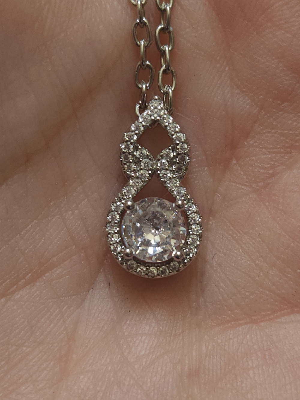 White Gold Tone And 2CT Lab Diamond Infinity Pendant Necklace